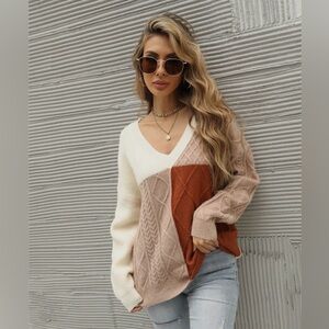 Colorblock V-Neck Sweater